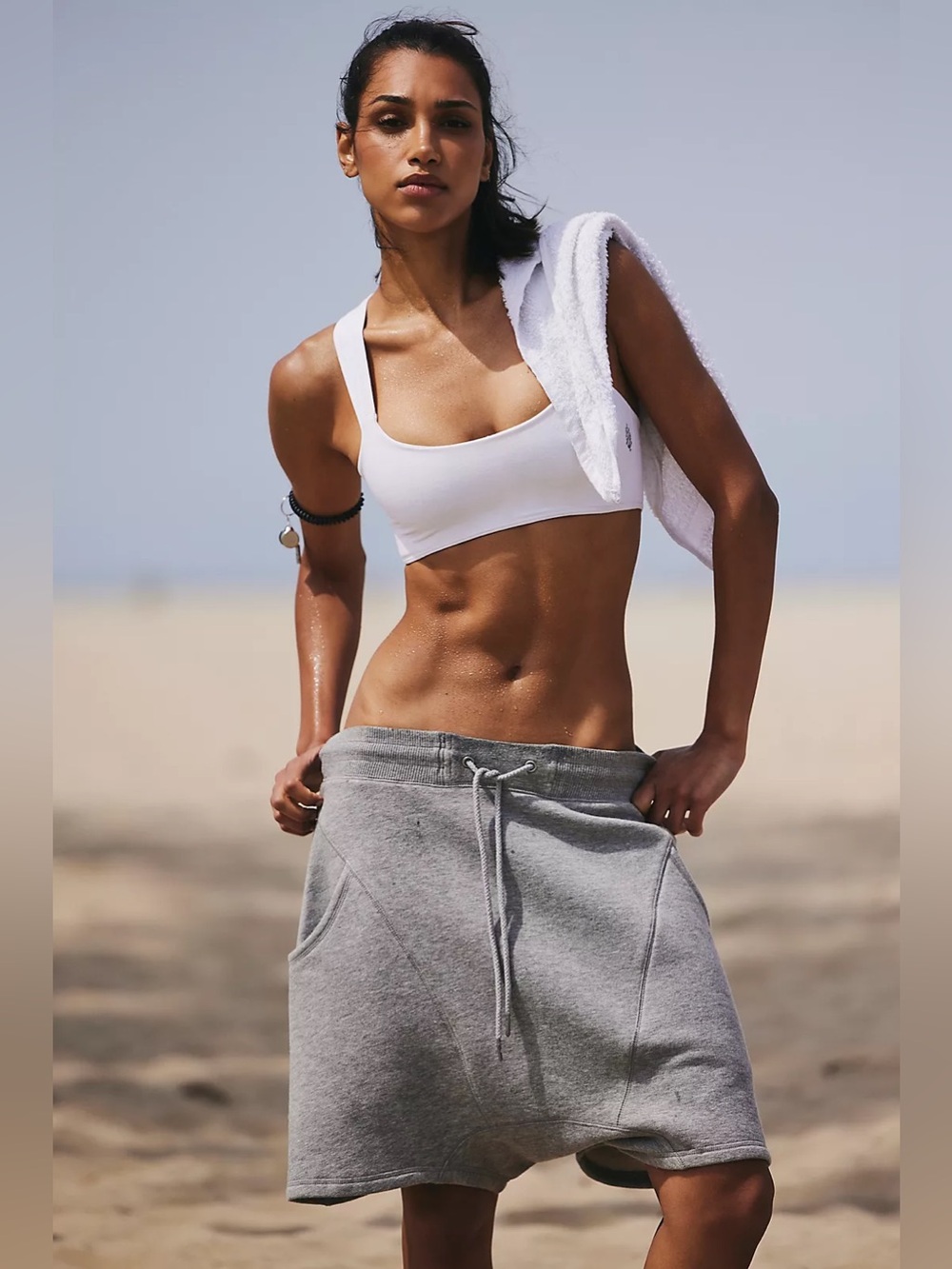 Free People Movement Pointbreak Harem Fleece Shorts Gray Oversized